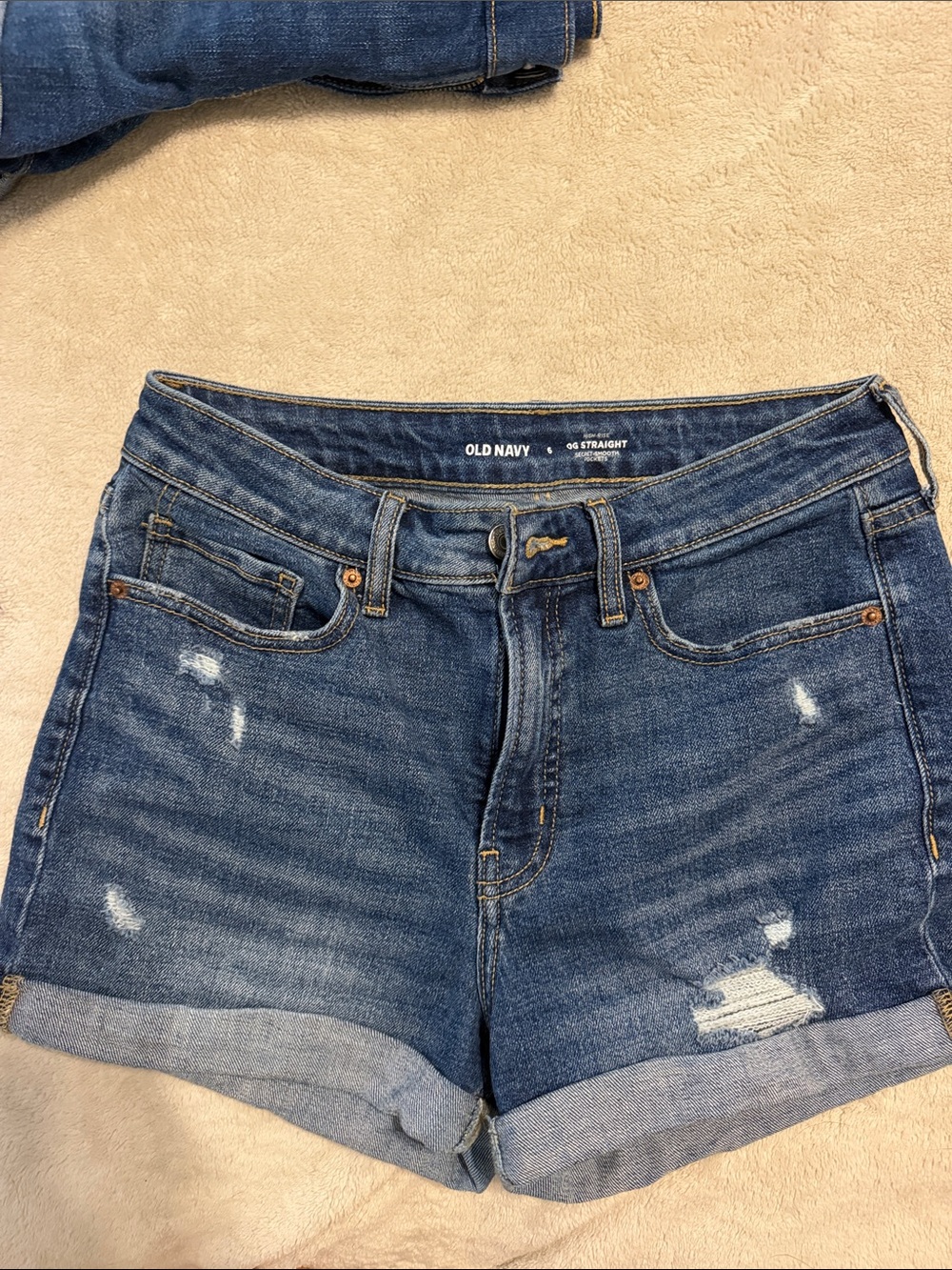 Old Navy Blue Distressed Rolled-Hem Denim Shorts